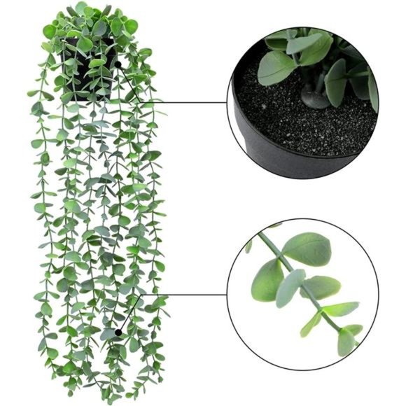 Fake Plant Decor Small Artificial Hanging Plant Fake Eucalyptus Plant Faux Vine - Picture 2 of 7